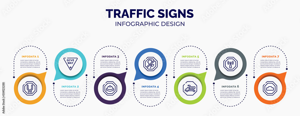 Poster infographic for traffic signs concept. vector infographic template with icons and 7 option or steps.