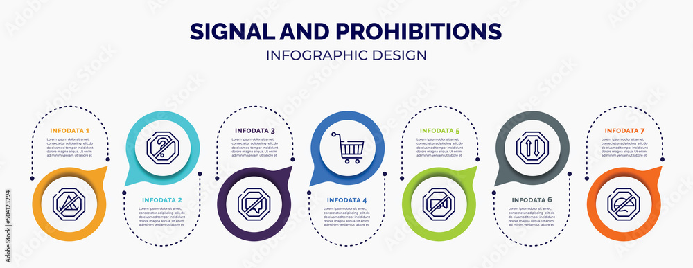 Aufkleber infographic for signal and prohibitions concept. vector infographic template with icons and 7 option