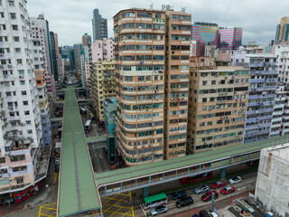 Fototapeta premium Top down view of Hong Kong city