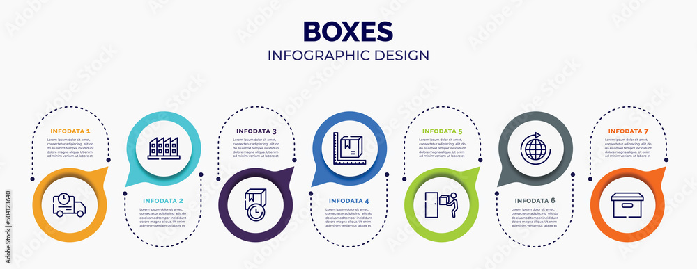 Poster infographic for boxes concept. vector infographic template with icons and 7 option or steps. include