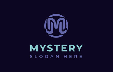 Monogram logo design initial letter M in round. Mystery Logo creative modern concept design premium. Vector illustration