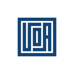 Initial letter UOA logo design, square shape typography logo