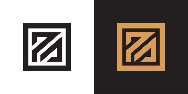 PA AP letter logo design, square shape typography logo