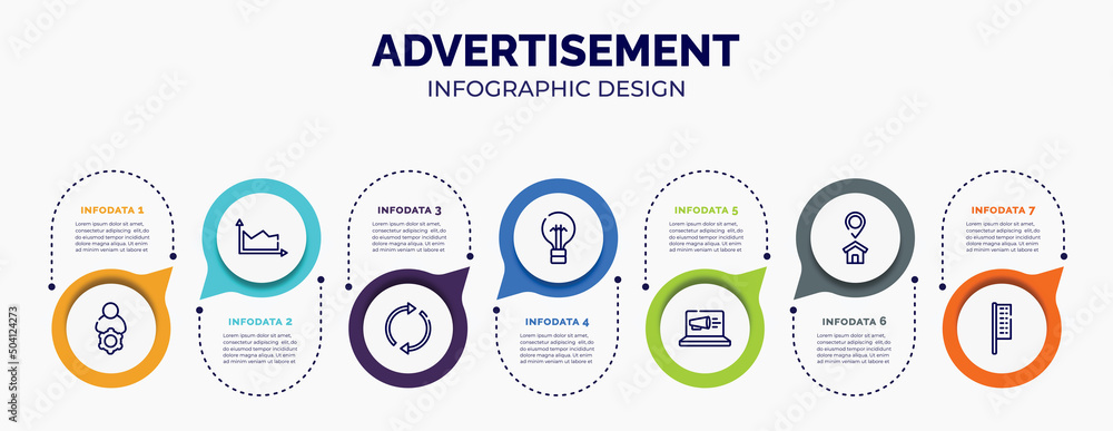 Poster infographic for advertisement concept. vector infographic template with icons and 7 option or steps.