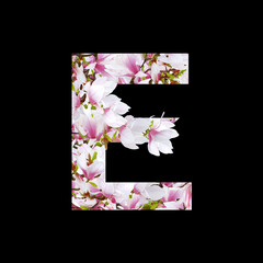 Magnolia floral element isolated. Letter E