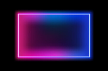Neon rectangle frame. laser glowing lines.