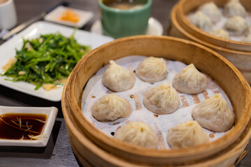 Chinese style steamed soup bun in restaurant