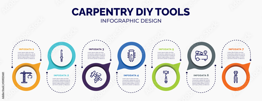 Poster infographic for carpentry diy tools concept. vector infographic template with icons and 7 option or 