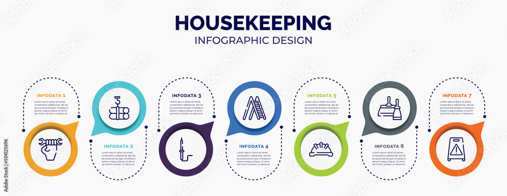 Poster infographic for housekeeping concept. vector infographic template with icons and 7 option or steps. 