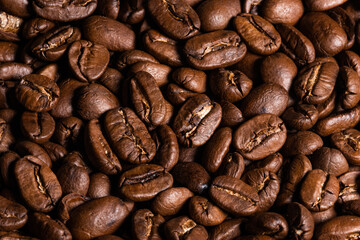 coffee beans close up. copy space. mockup