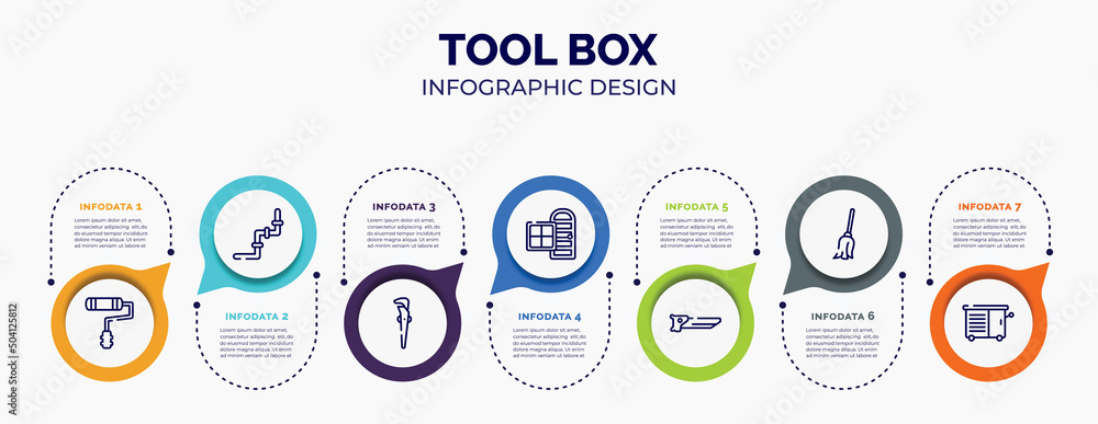 Poster infographic for tool box concept. vector infographic template with icons and 7 option or steps. incl