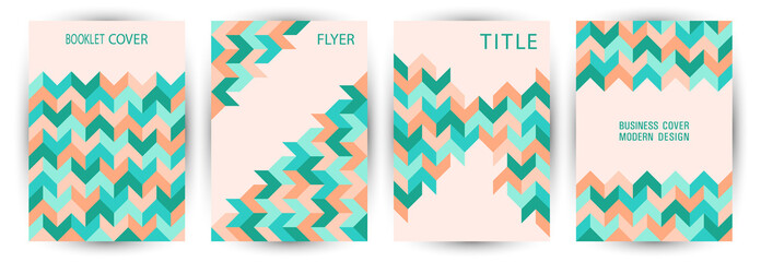 Business brochure cover template set graphic design. Suprematism style simple folder layout set