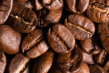 fragrant coffee beans. cappuccino close up. copy space. mockup