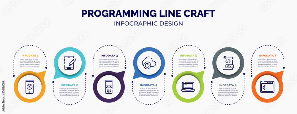 Poster infographic for programming line craft concept. vector infographic template with icons and 7 option 