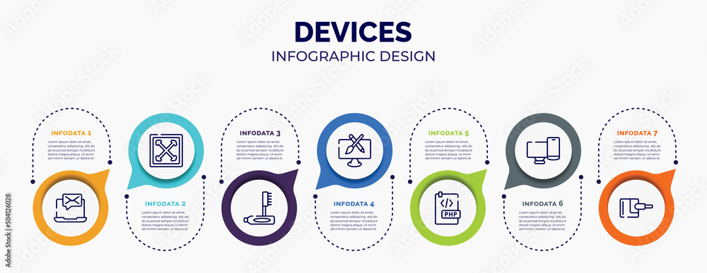 Poster infographic for devices concept. vector infographic template with icons and 7 option or steps. inclu