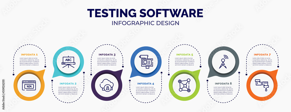 Poster infographic for testing software concept. vector infographic template with icons and 7 option or ste