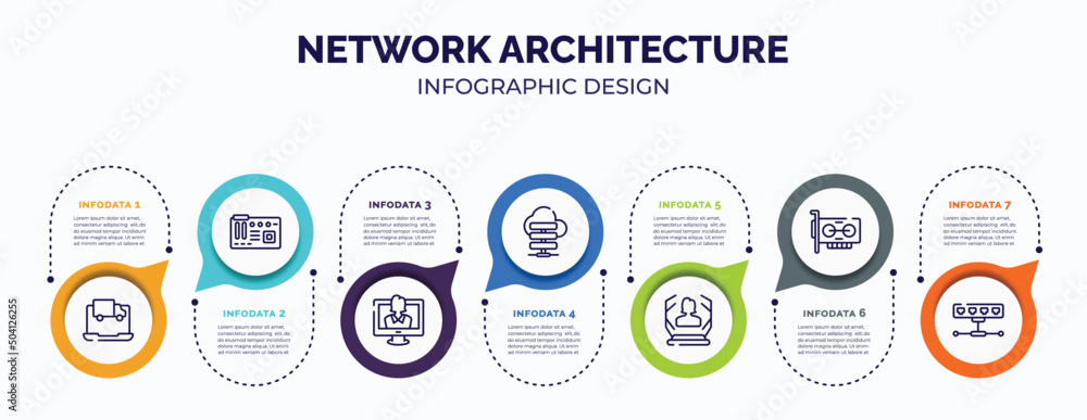 Poster infographic for network architecture concept. vector infographic template with icons and 7 option or