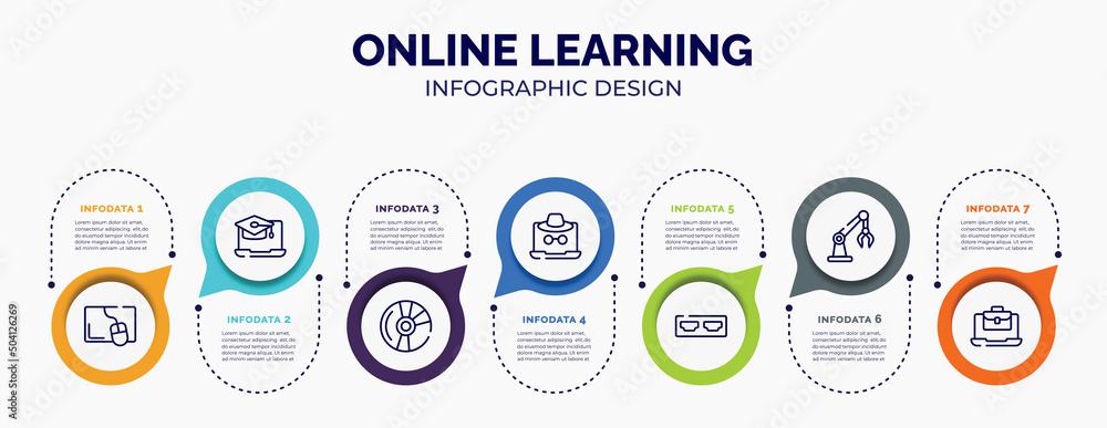 Poster infographic for online learning concept. vector infographic template with icons and 7 option or step
