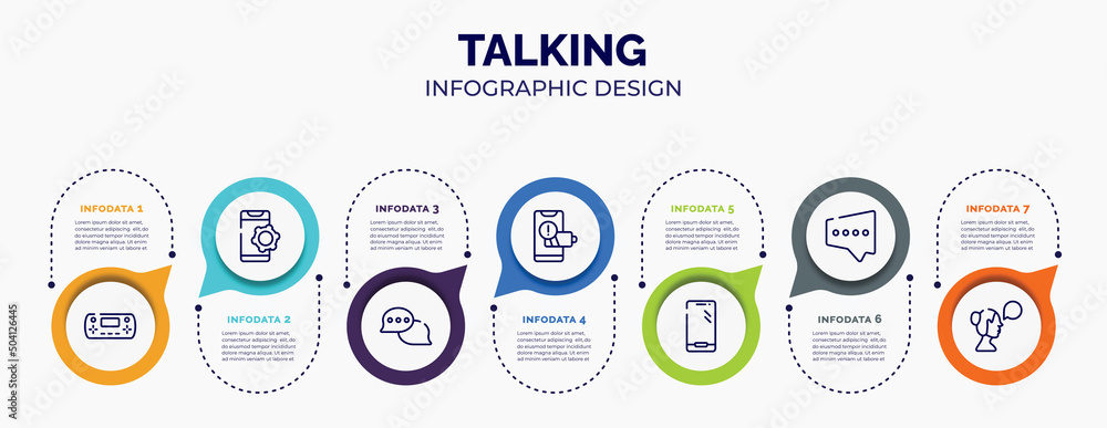 Poster infographic for talking concept. vector infographic template with icons and 7 option or steps. inclu