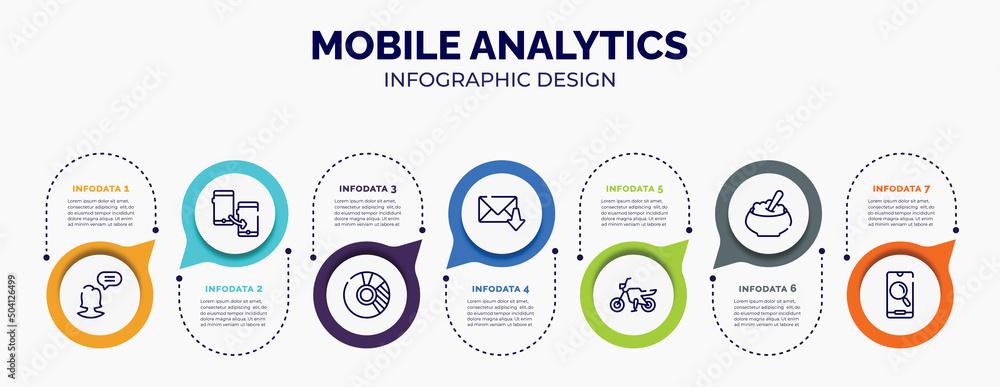 Aufkleber infographic for mobile analytics concept. vector infographic template with icons and 7 option or ste