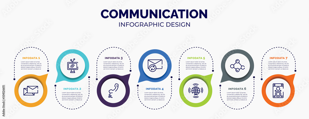 Poster infographic for communication concept. vector infographic template with icons and 7 option or steps.