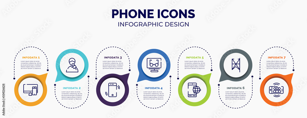 Poster infographic for phone icons concept. vector infographic template with icons and 7 option or steps. i