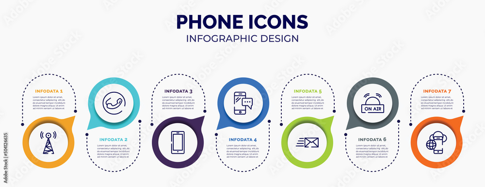 Poster infographic for phone icons concept. vector infographic template with icons and 7 option or steps. i