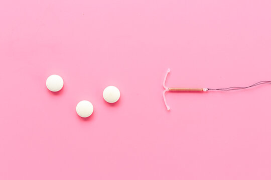 T-shaped intrauterine contraceptive device with medicine pills. Alternative methods of contraception
