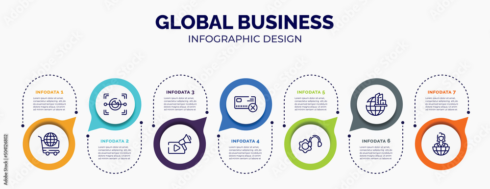 Poster infographic for global business concept. vector infographic template with icons and 7 option or step