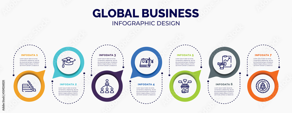 Poster infographic for global business concept. vector infographic template with icons and 7 option or step