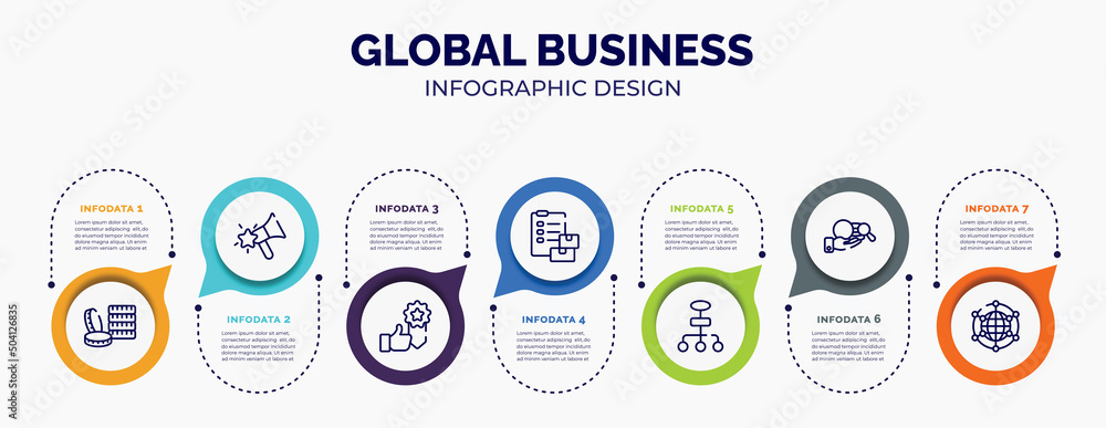 Poster infographic for global business concept. vector infographic template with icons and 7 option or step