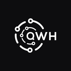 QWH technology letter logo design on black  background. QWH creative initials technology letter logo concept. QWH technology letter design.
