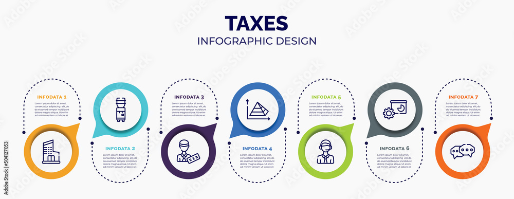 Poster infographic for taxes concept. vector infographic template with icons and 7 option or steps. include