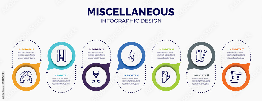 Aufkleber infographic for miscellaneous concept. vector infographic template with icons and 7 option or steps.