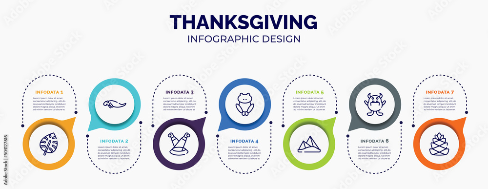 Poster infographic for thanksgiving concept. vector infographic template with icons and 7 option or steps. 