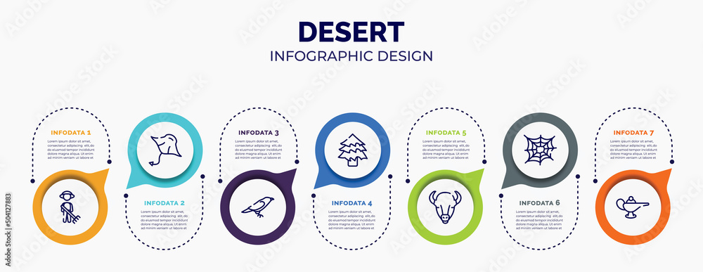 Aufkleber infographic for desert concept. vector infographic template with icons and 7 option or steps. includ
