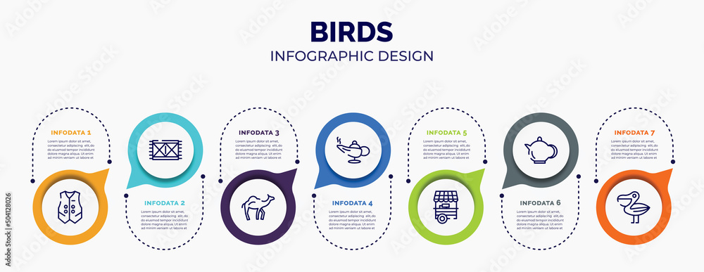 Poster infographic for birds concept. vector infographic template with icons and 7 option or steps. include