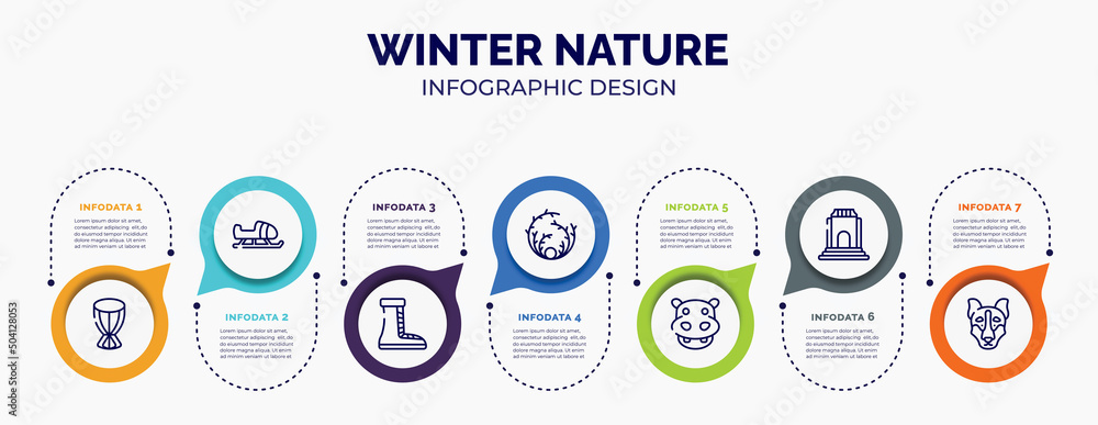 Poster infographic for winter nature concept. vector infographic template with icons and 7 option or steps.