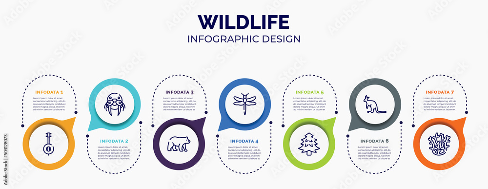 Poster infographic for wildlife concept. vector infographic template with icons and 7 option or steps. incl