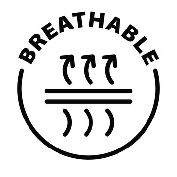 breathable black outline badge icon label isolated vector on transparent background