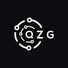 QZG technology letter logo design on black  background. QZG creative initials technology letter logo concept. QZG technology letter design.
