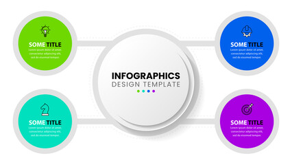 Business infographic template with 4 steps and circles