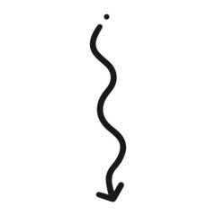 Fototapeta premium Wavy down arrow isolated on a white background. Vector illustration.