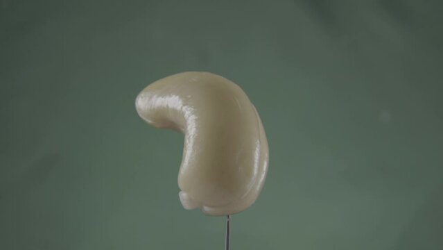 Cashew rotating with loop on green screen for chroma key