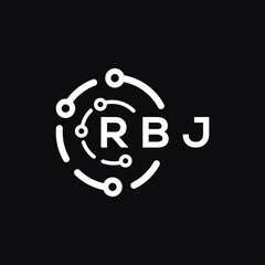 RBJ technology letter logo design on black  background. RBJ creative initials technology letter logo concept. RBJ technology letter design.