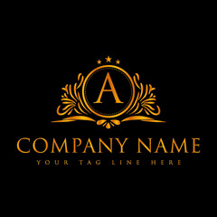 Golden Color Luxury A Letter Logo