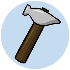 Heavy metal hammer, a tool for repair, construction. Vector illustration