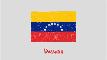 Obraz premium Venezuela National Country Flag Marker or Pencil Sketch Illustration Vector