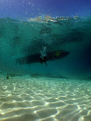 Obraz premium diver in the crystal clear waters of the Caribbean sea