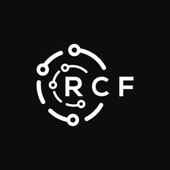 RCF technology letter logo design on black  background. RCF creative initials technology letter logo concept. RCF technology letter design.